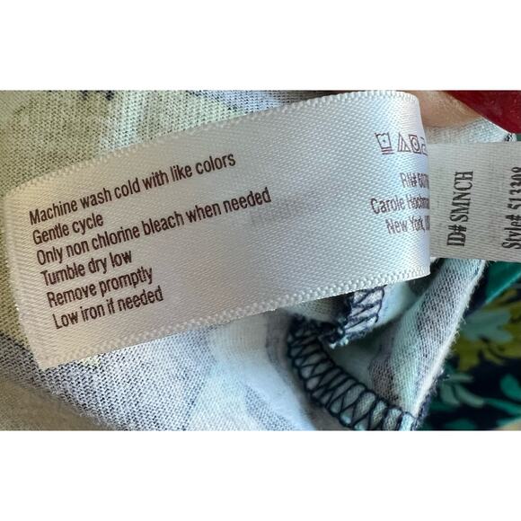 Stan Herman All Cotton Blue Green Floral Elastic Top/Waist Pockets Sun Dress 2X - Picture 8 of 8